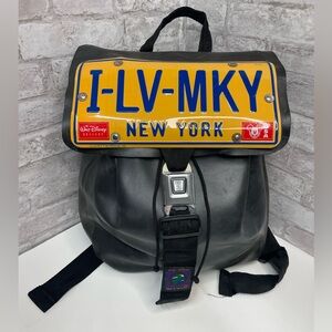 Vintage Little Earth Disney New York License Plate Backpack Rubber I LV Mickey